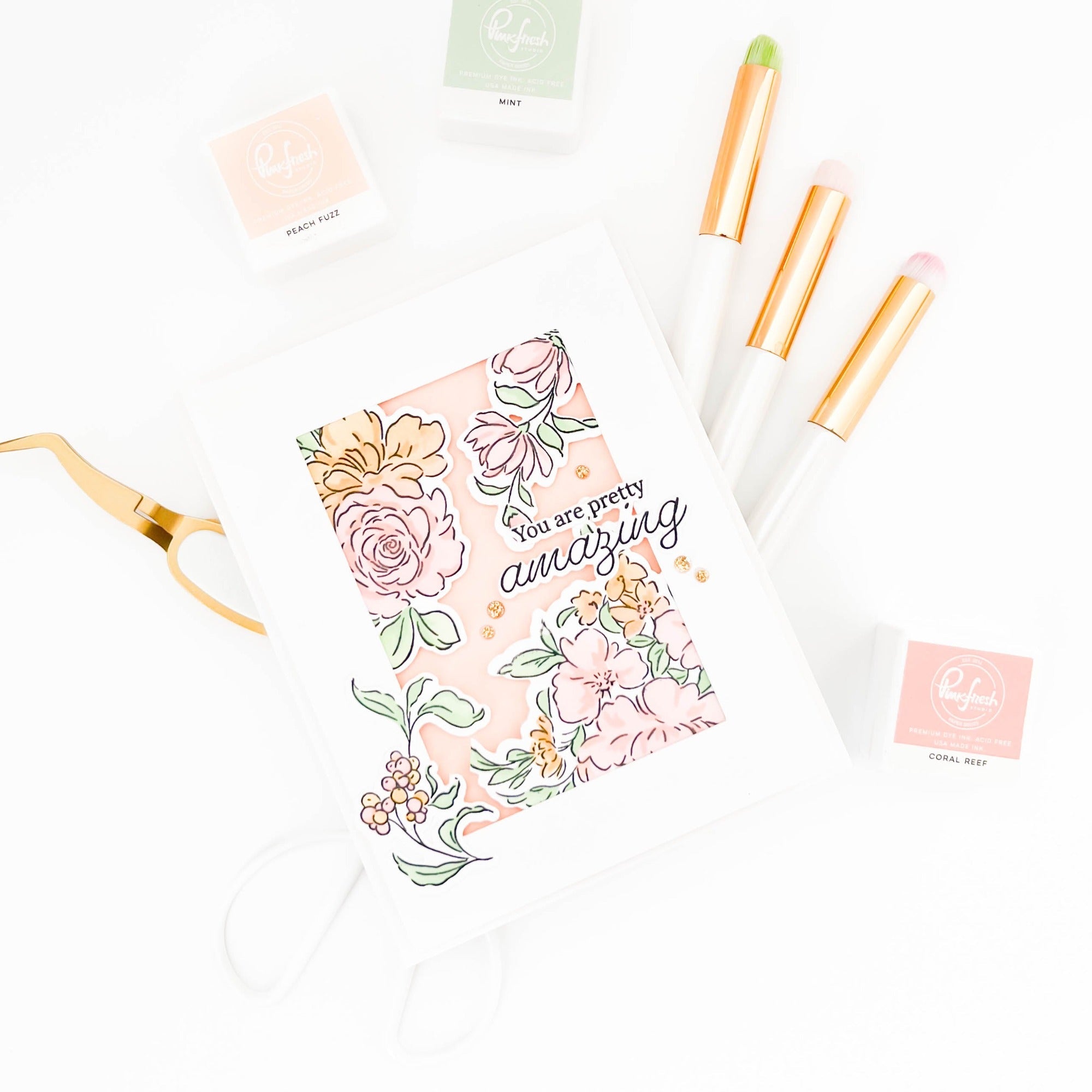 Pinkfresh Studio Artsy Floral Clear Stamps 240724 Pretty Amazing Card