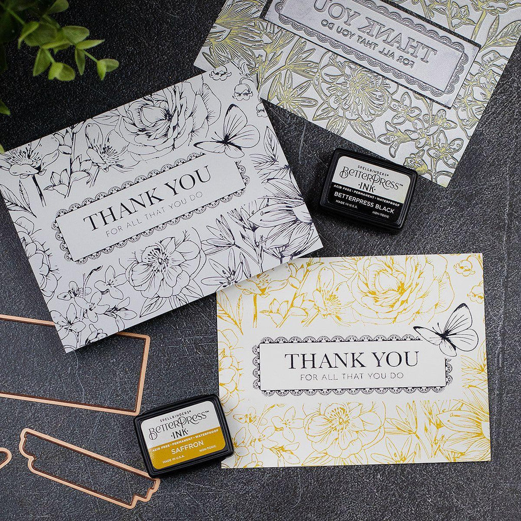 BP-031 Spellbinders BetterPress Butterfly Swirl Press Plate and Die Set thank you