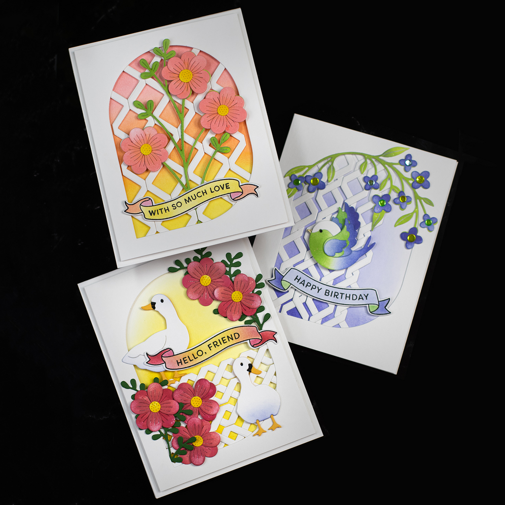 Simon Says Stamp Ribbon Quilt Wafer Dies 1313md Moments In Time Lattice Fence Cards | color-code:ALT15