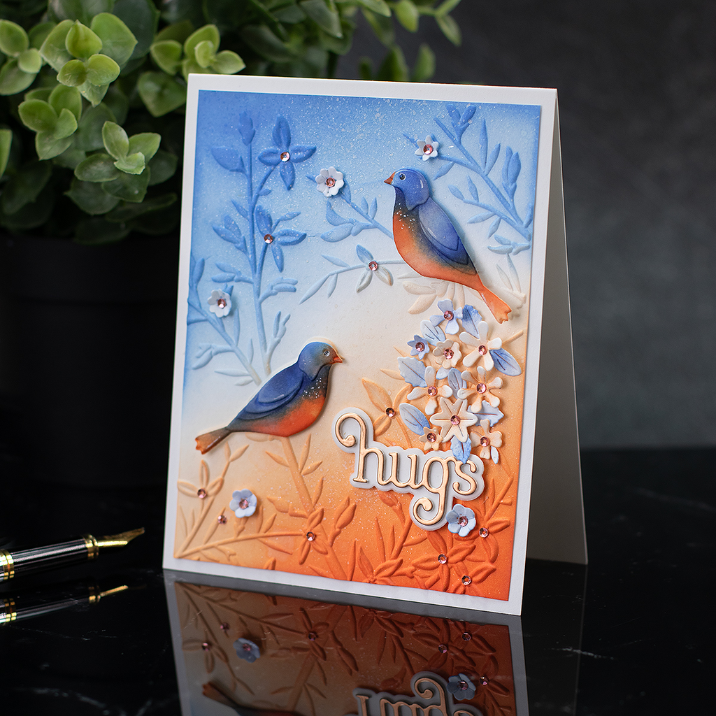 Simon Says Stamp Embossing Folder and Cutting Dies Bold Bird Branches sfd475 Moments in Time Hugs Card | color-code:ALT06