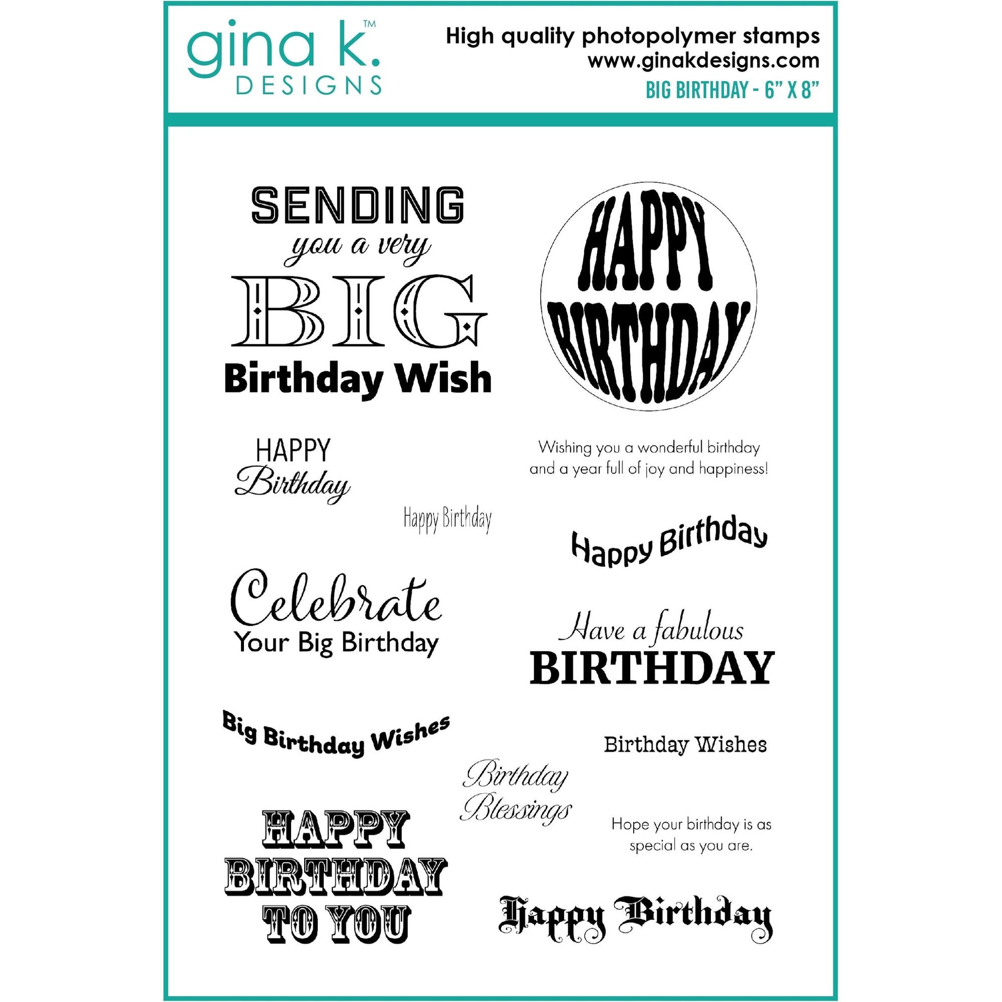 Gina K Designs BIG BIRTHDAY Clear Stamps dw08