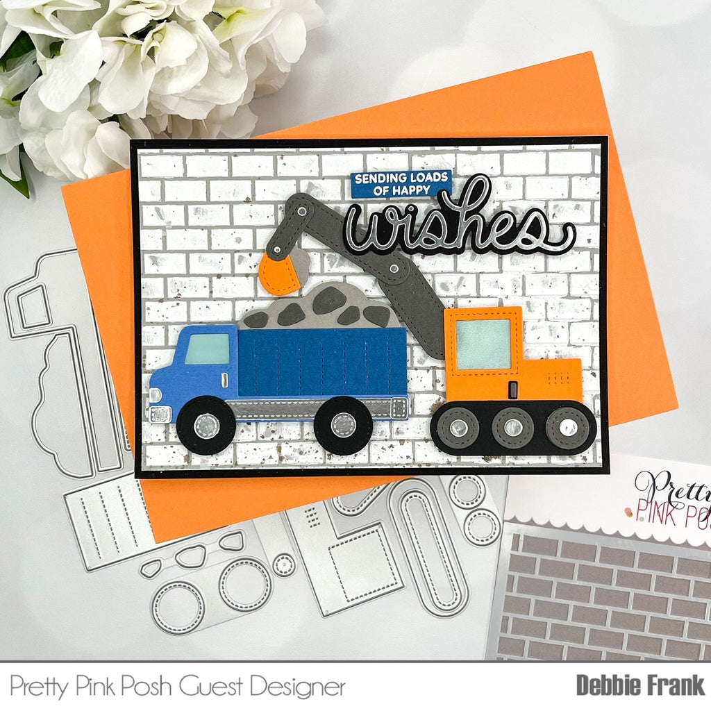 Pretty Pink Posh Brick Background Stencil happy wishes