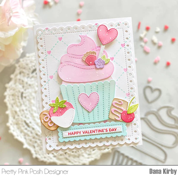 Pretty Pink Posh Layered Heart Lattice Stencils cupcake heart