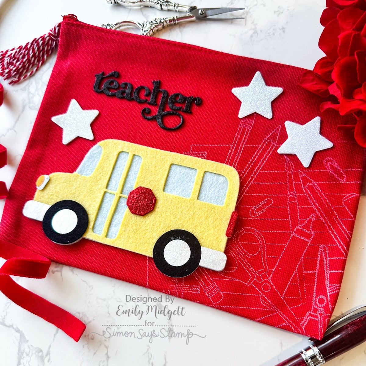 Simon Says Stamp Big Bus Wafer Dies 1383sd Happy Camper Teacher Pencil Pouch | color-code:ALT04