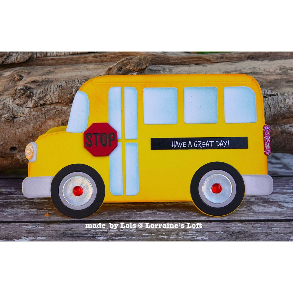 Simon Says Stamp Big Bus Wafer Dies 1383sd Happy Camper Back to School Card