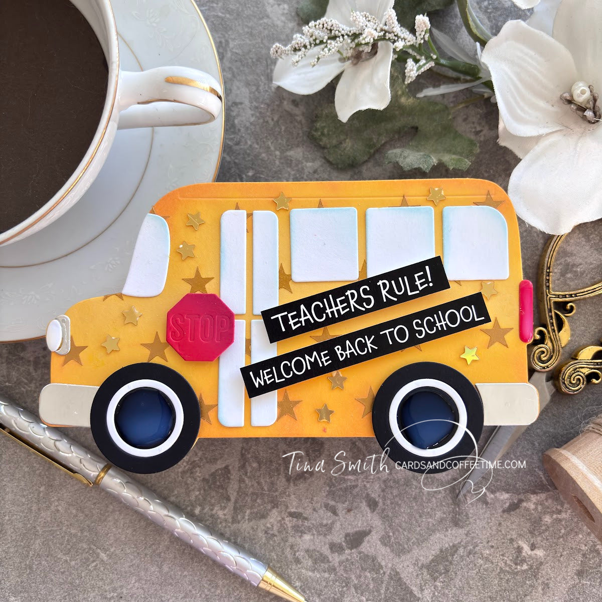 Simon Says Stamp Big Bus Wafer Dies 1383sd Happy Camper Teacher Card | color-code:ALT02