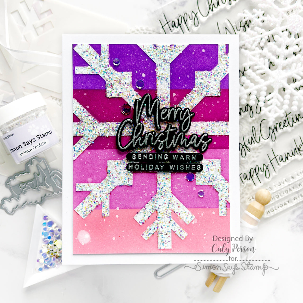 Simon Says Stamps and Dies Big Holiday Words set847bh Stamptember Christmas Card