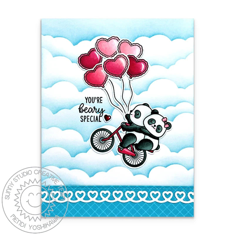 Sunny Studio Bighearted Bears Clear Stamps sscl-365 heart balloons