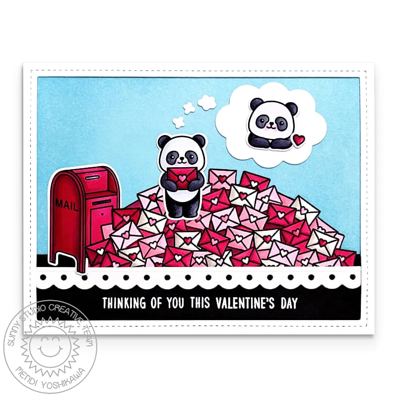 Sunny Studio Bighearted Bears Clear Stamps sscl-365 panda mail