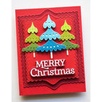 Birch Press Design Block Print Alpine Trees Dies 57683 red layered cards merry christmas card