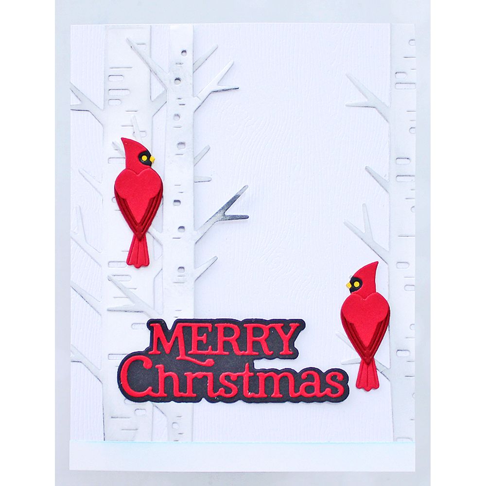 Birch Press Design Block Print Cardinal Duo Dies 57680 merry christmas cardinals card