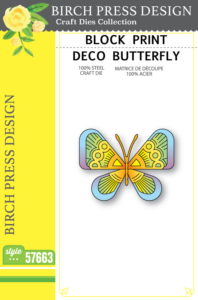 Birch Press Design Block Print Deco Butterfly Dies 57663