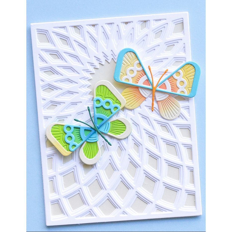 Birch Press Design Block Print Deco Butterfly Dies 57663 colorful butterflies diamond background
