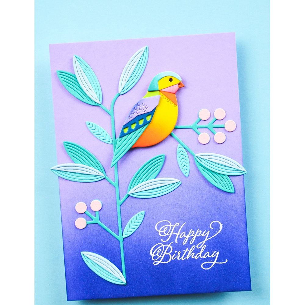 Birch Press Design Block Print Festive Bird Dies 57587 happy birthday