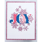 Birch Press Design Block Print Festive Joy Dies 57694  pink glitter snowflakes card