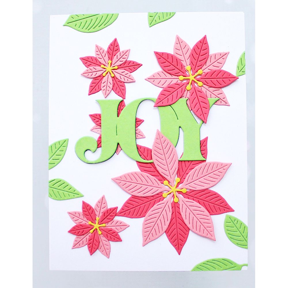 Birch Press Design Block Print Festive Joy Dies 57694 pink poinsettias card