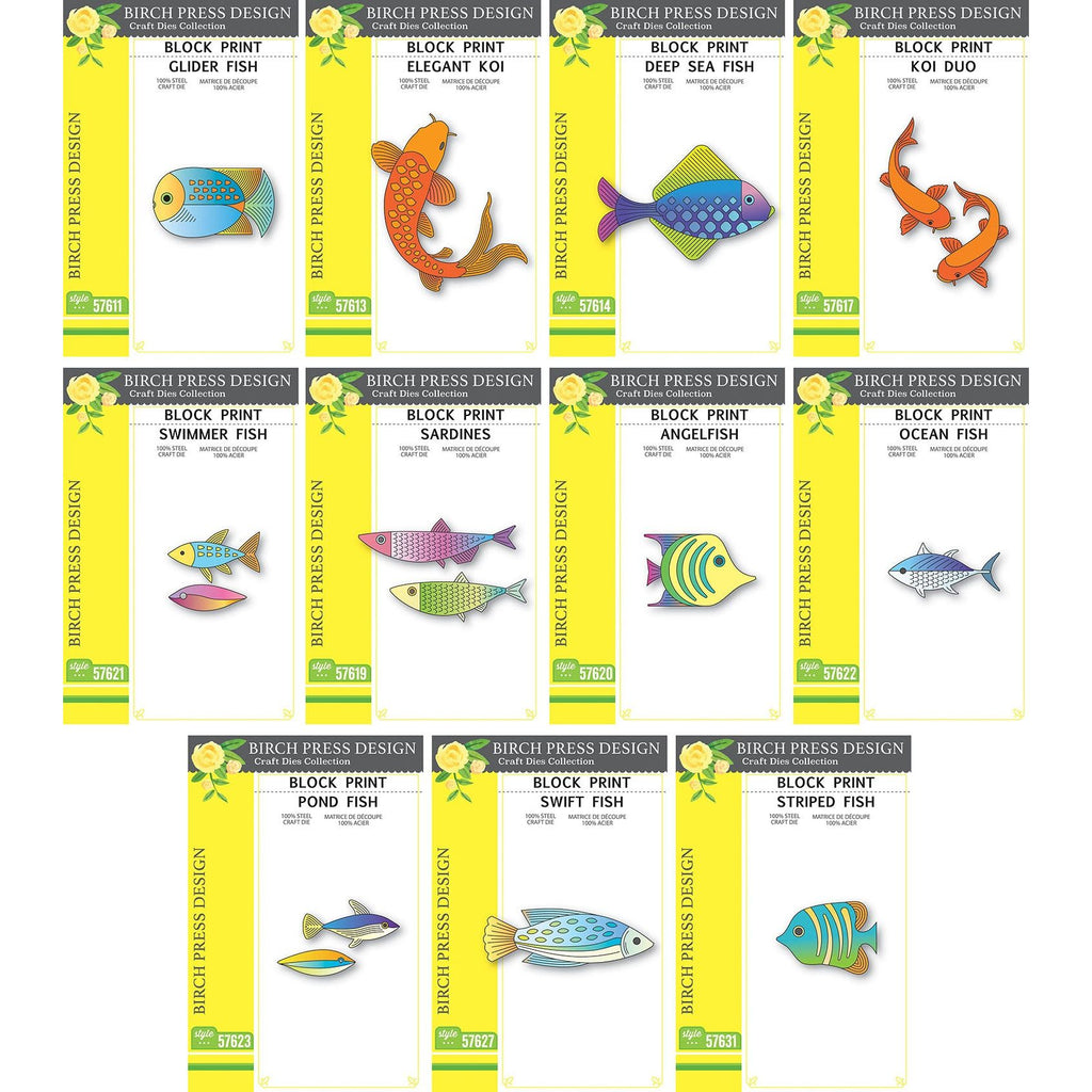 Birch Press Design Block Print Fish Die Bundle