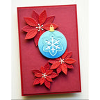 Birch Press Design Block Print Floral Snowflake Ornament Dies 57695 blue ornament red flowers red trim card