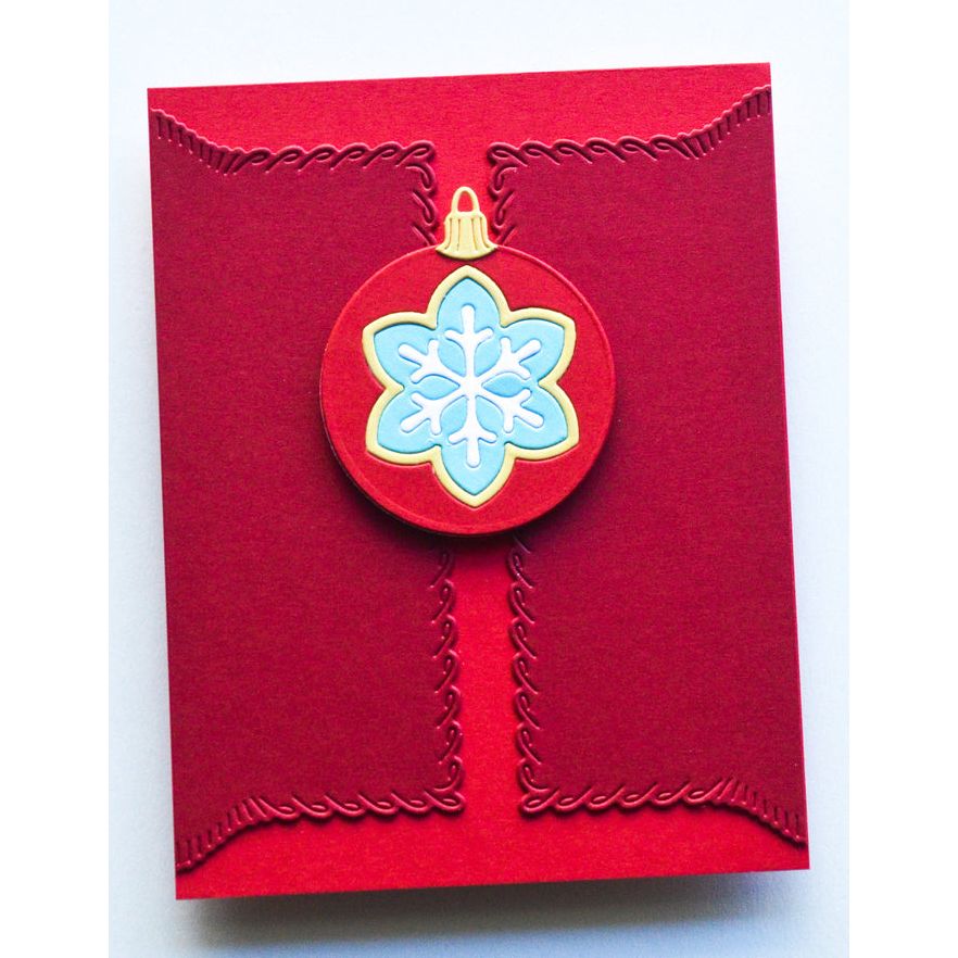 Birch Press Design Block Print Floral Snowflake Ornament Dies 57695 red envelope with star card