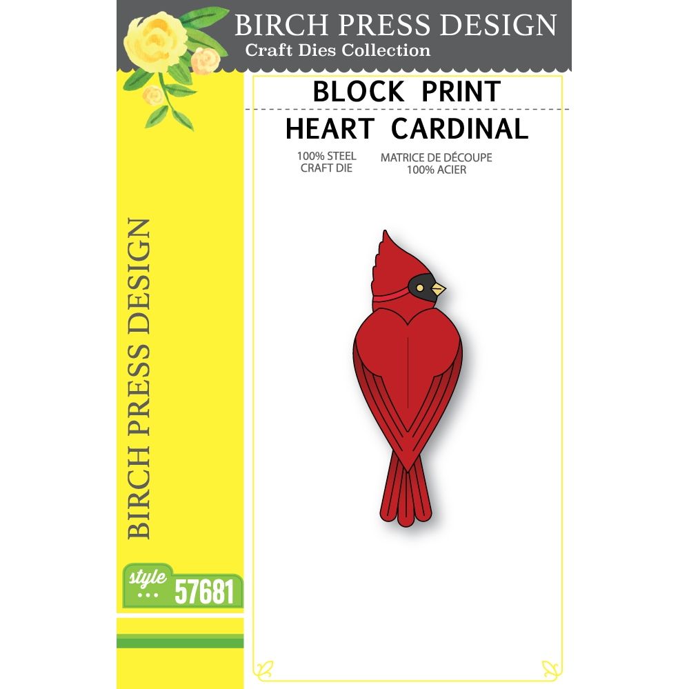 Birch Press Design Block Print Heart Cardinal Dies 57681