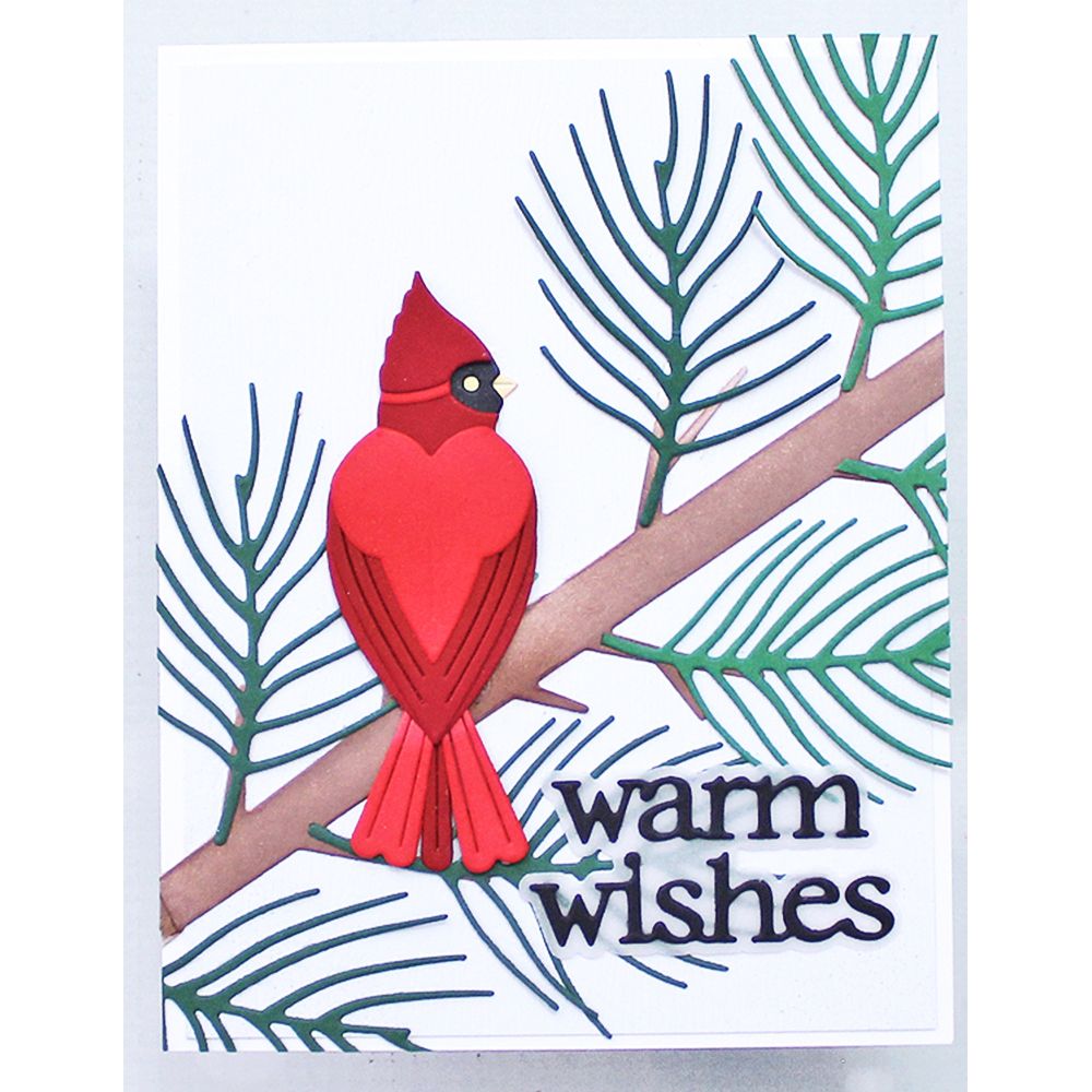 Birch Press Design Block Print Heart Cardinal Dies 57681 warm wishes cardinal card