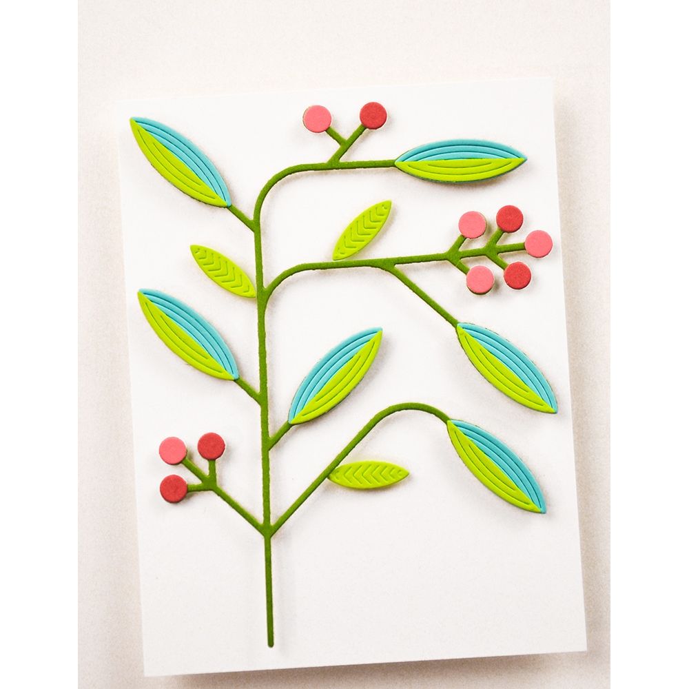 Birch Press Design Block Print Mod Branches Dies 57633 berries