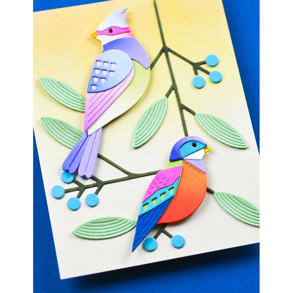 Birch Press Design Block Print Mod Branches Dies 57633 blue berries