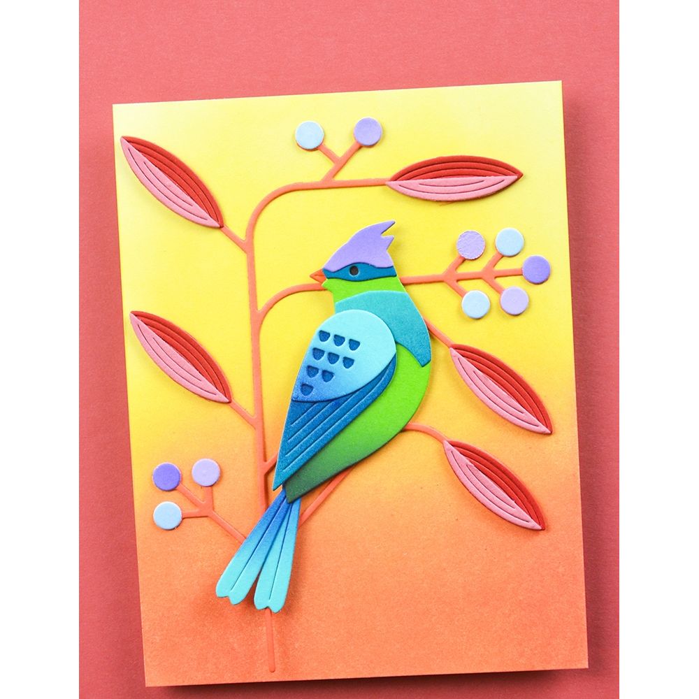 Birch Press Design Block Print Mod Branches Dies 57633 blue bird