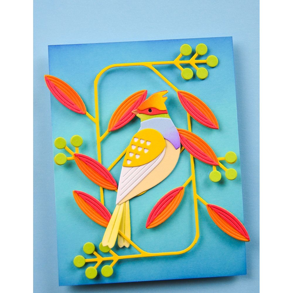 Birch Press Design Block Print Mod Branches Dies 57633 orange leaves