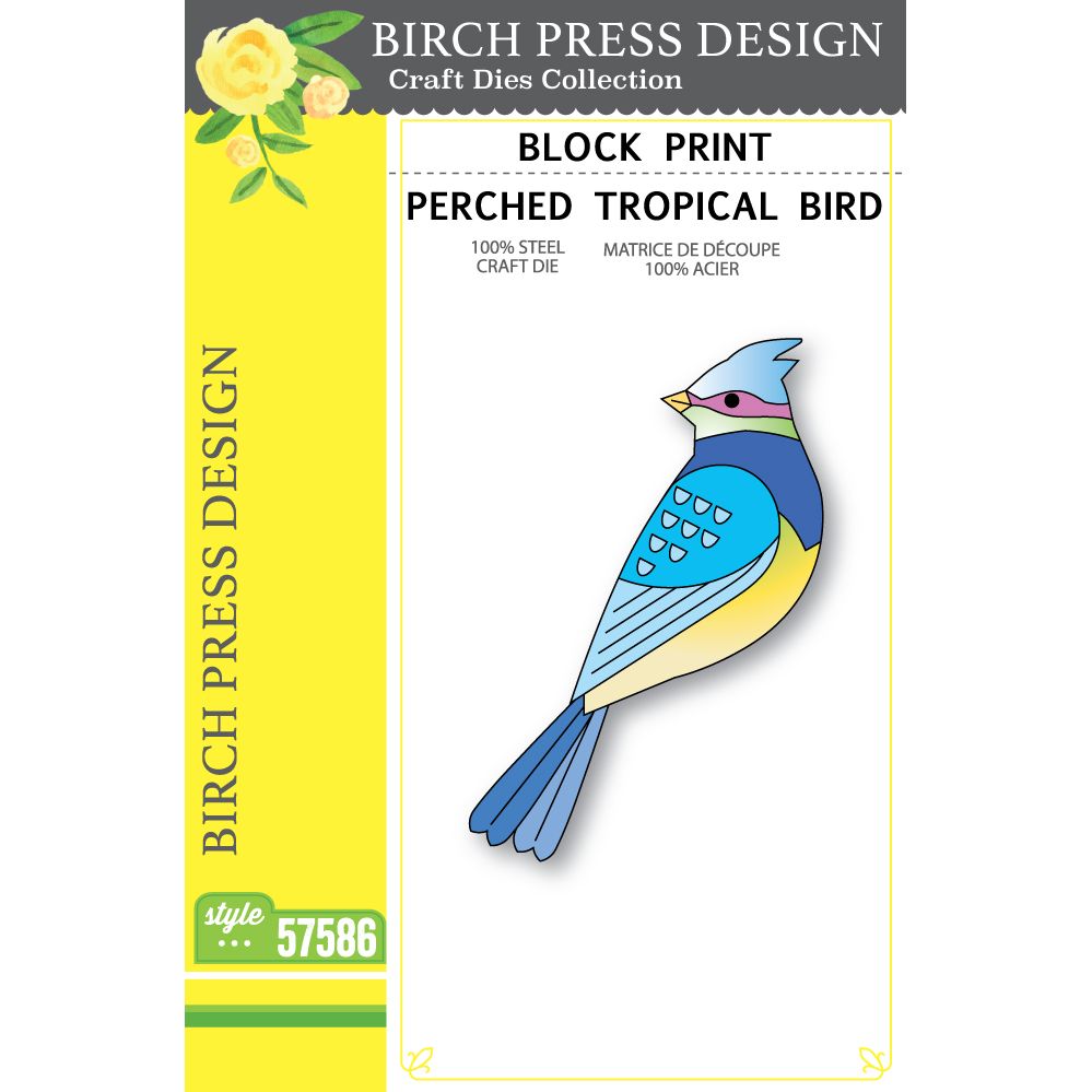 Birch Press Design Block Print Perched Tropical Bird Dies 57586