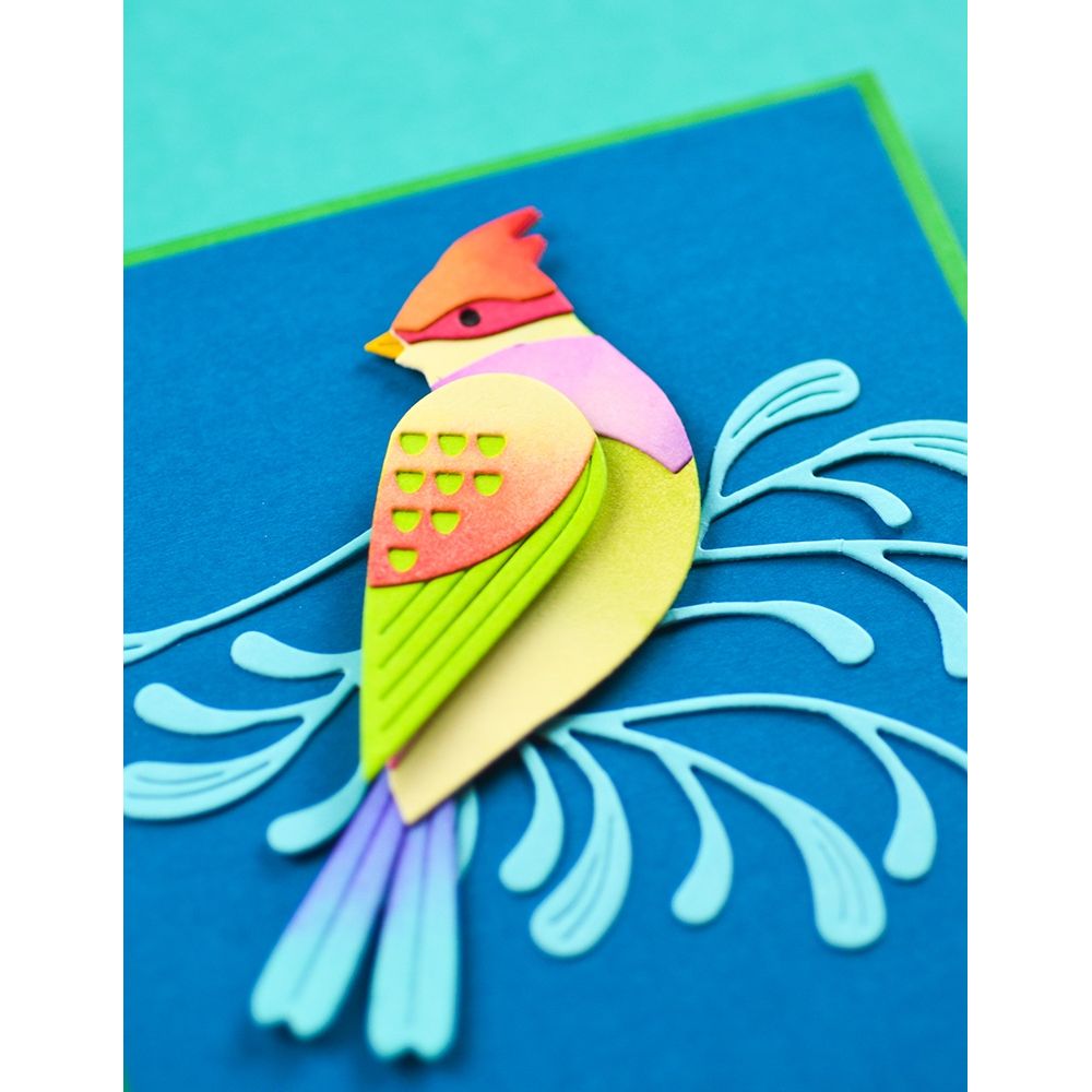 Birch Press Design Block Print Perched Tropical Bird Dies 57586 rainbow bird