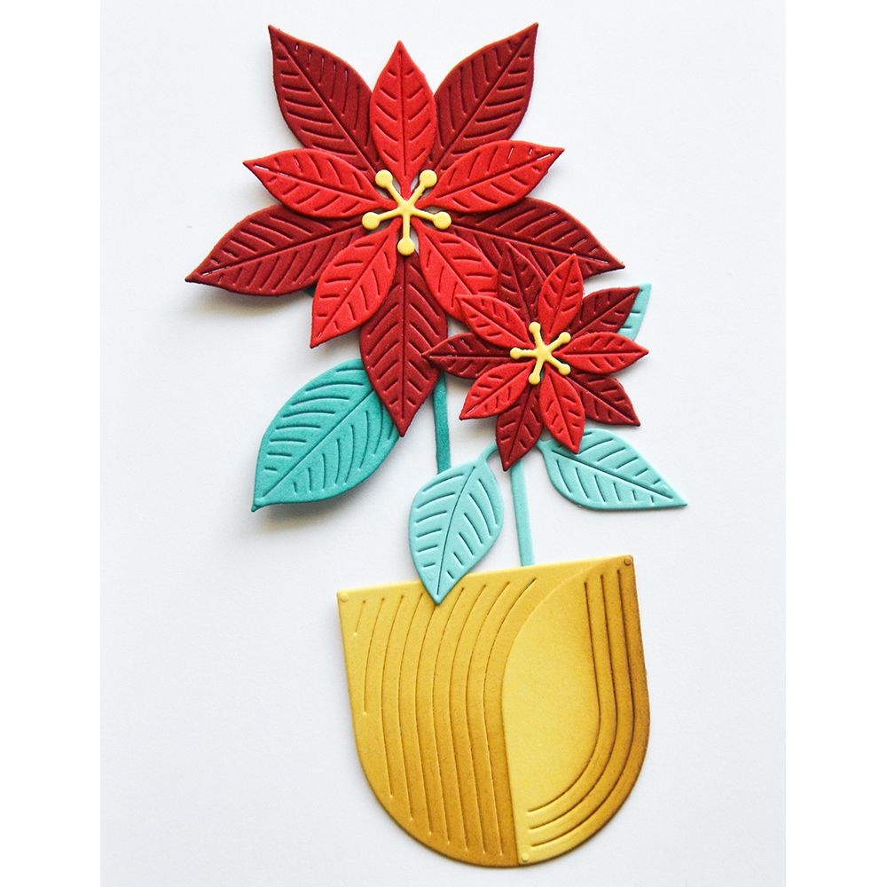 Birch Press Design Block Print Poinsettia Vase Dies 57691 contents inside package
