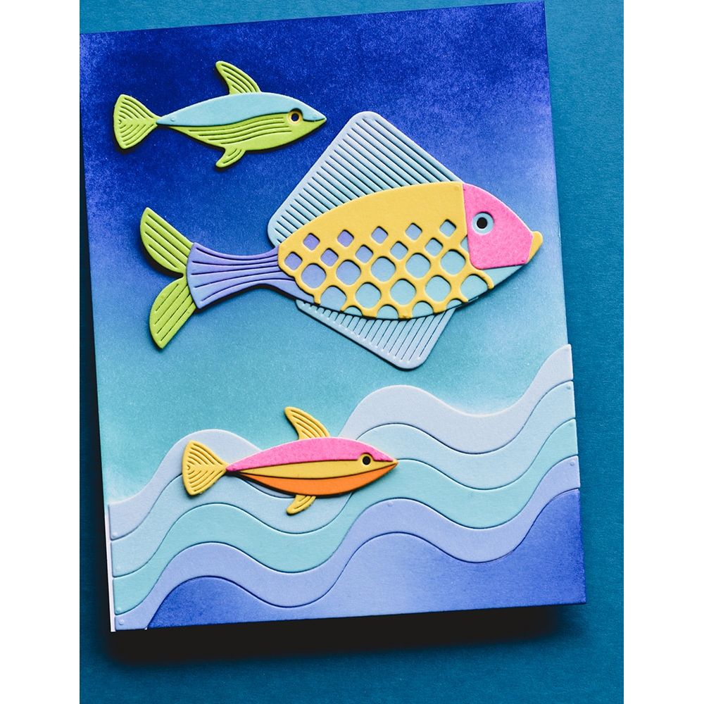 Birch Press Design Block Print Pond Fish Dies 57623 waves