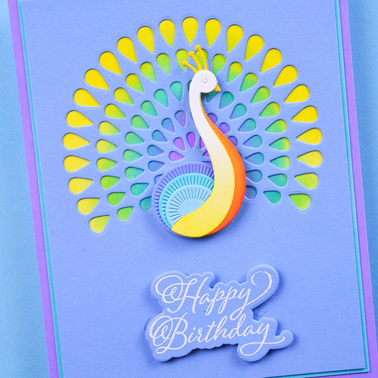 Birch Press Design Block Print Pretty Peacock Dies 57591 happy birthday