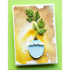 Birch Press Design Block Print Ribbed Ornament Dies 57693 blue stripes stem leaves card