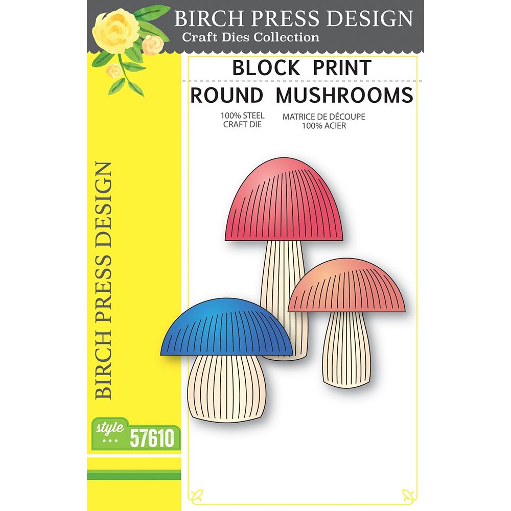 Birch Press Design Block Print Round Mushrooms Dies 57610