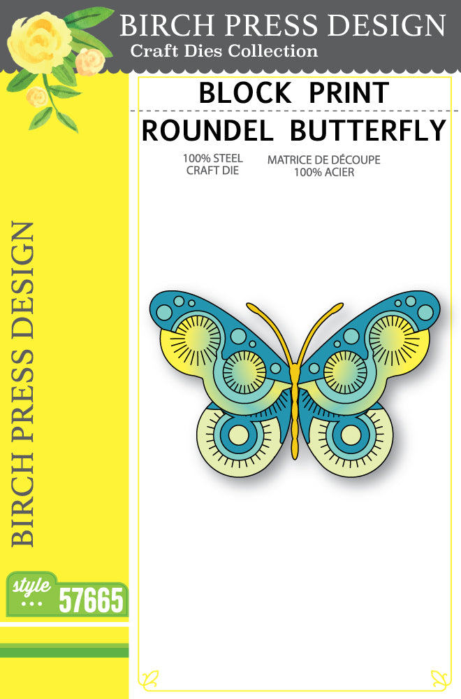 Birch Press Design Block Print Roundel Butterfly Dies 57665