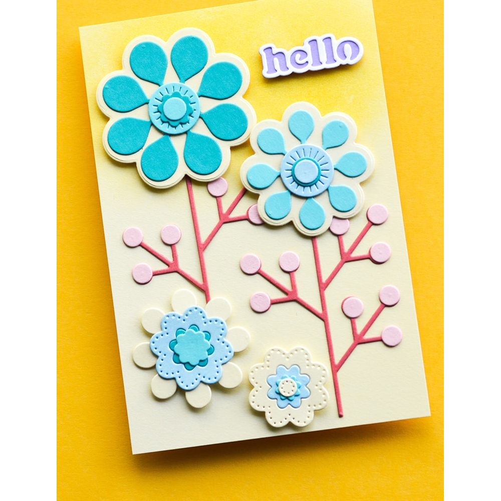 Birch Press Design Block Print Star Flowers Dies 57605 yellow