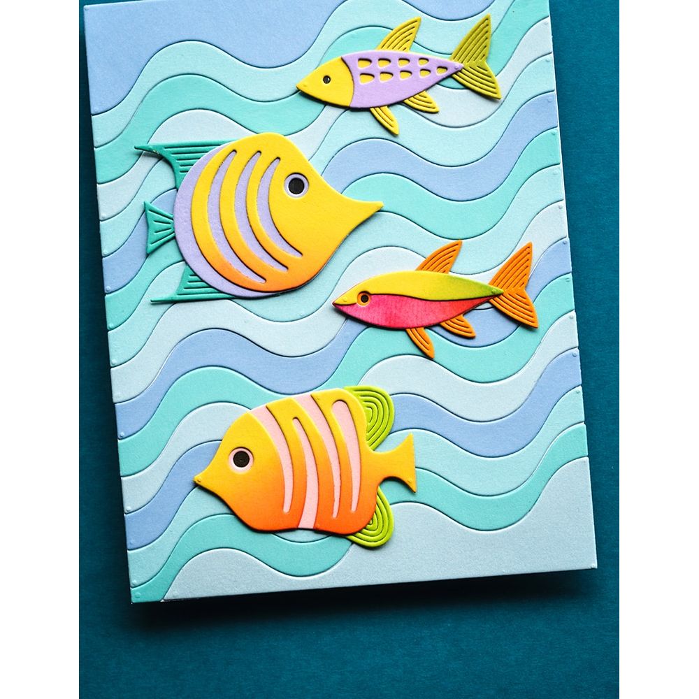 Birch Press Design Block Print Striped Fish Dies 57631 waves