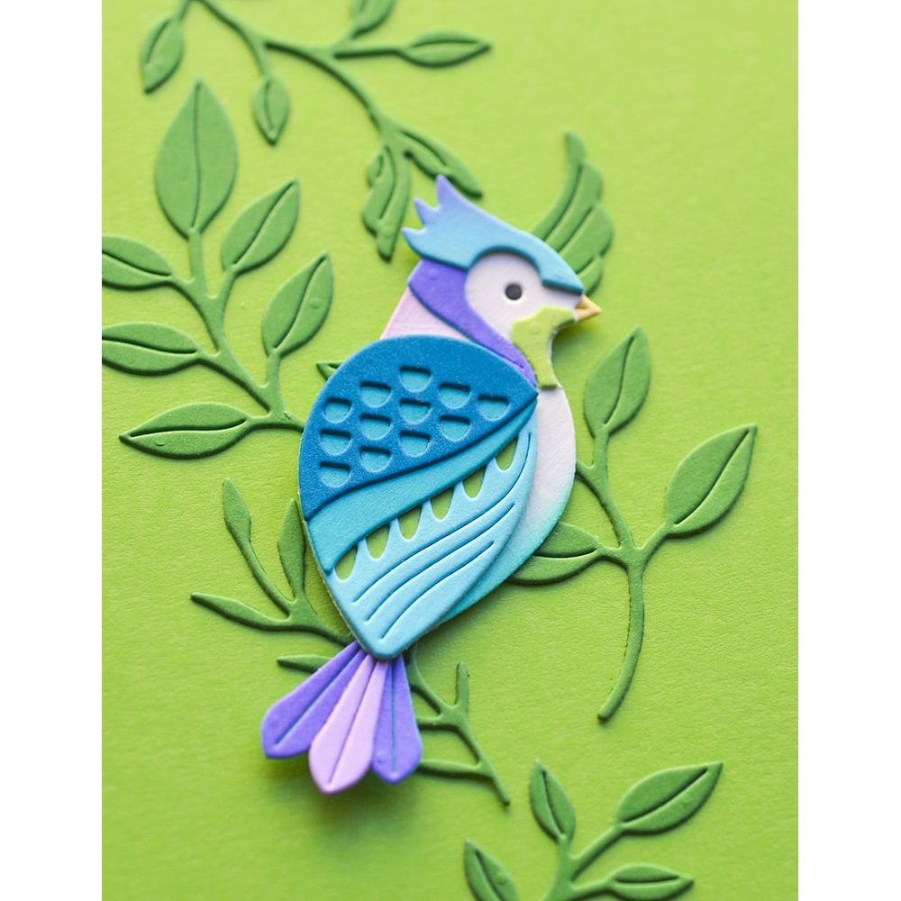 Birch Press Design Block Print Tufted Bird Dies 57583 branches