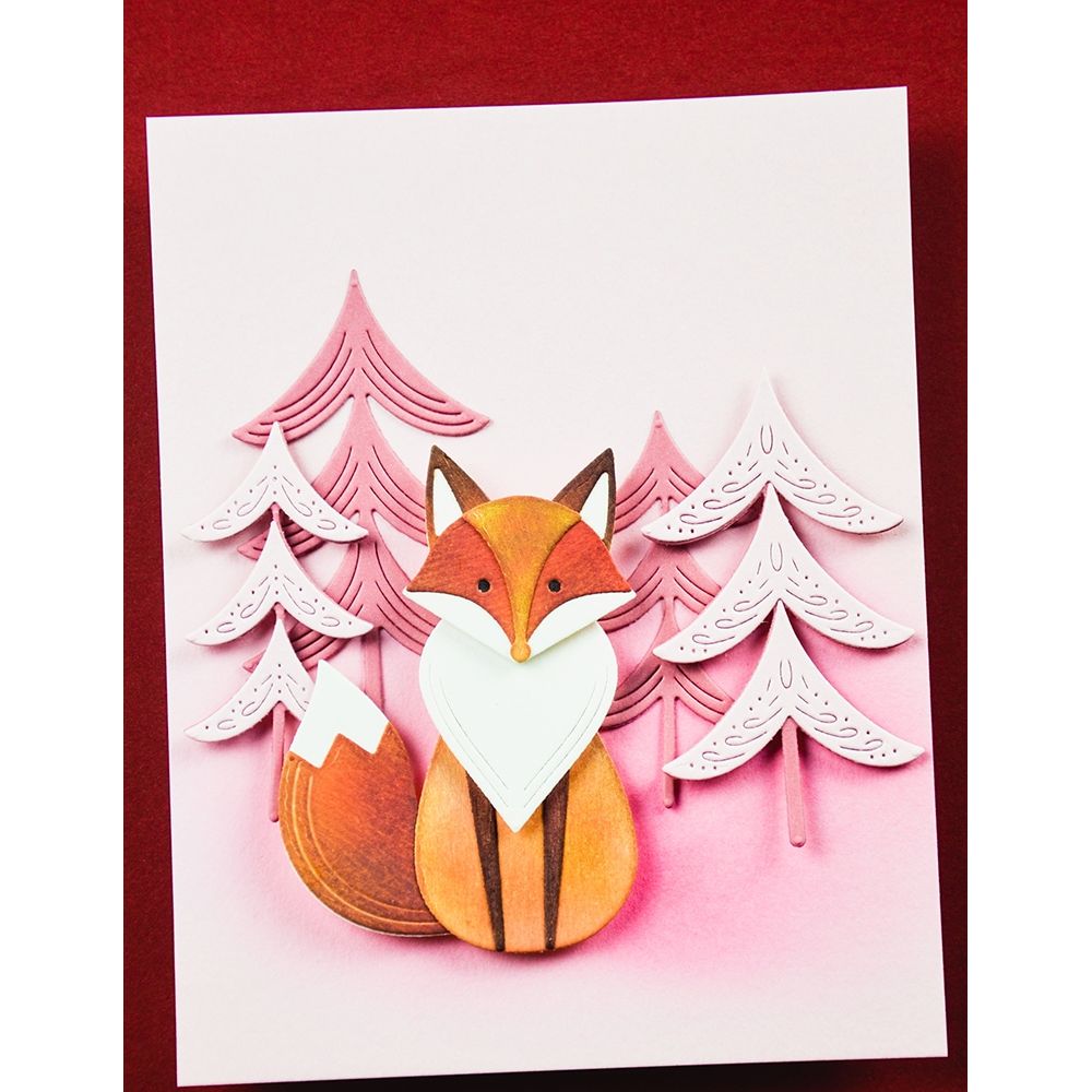 Birch Press Design Block Print Wise Fox Dies 57640 trees