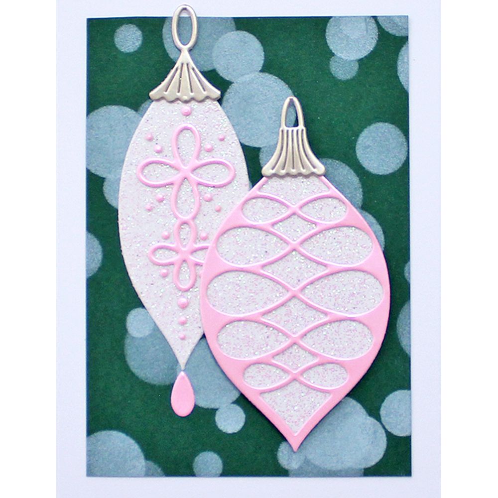 Birch Press Design Bokeh Stencil Set 42048 pink glitter ornaments card