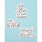 Birch Press Design Elegant Birthday Sentiments Clear Stamp And Die Set 8166 make a wish