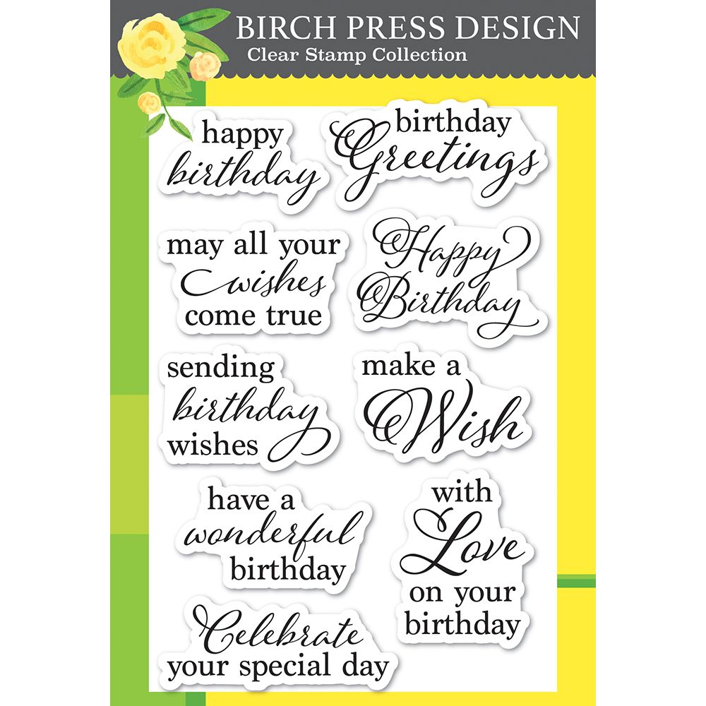 Birch Press Design Elegant Birthday Sentiments Clear Stamp Set cl8166