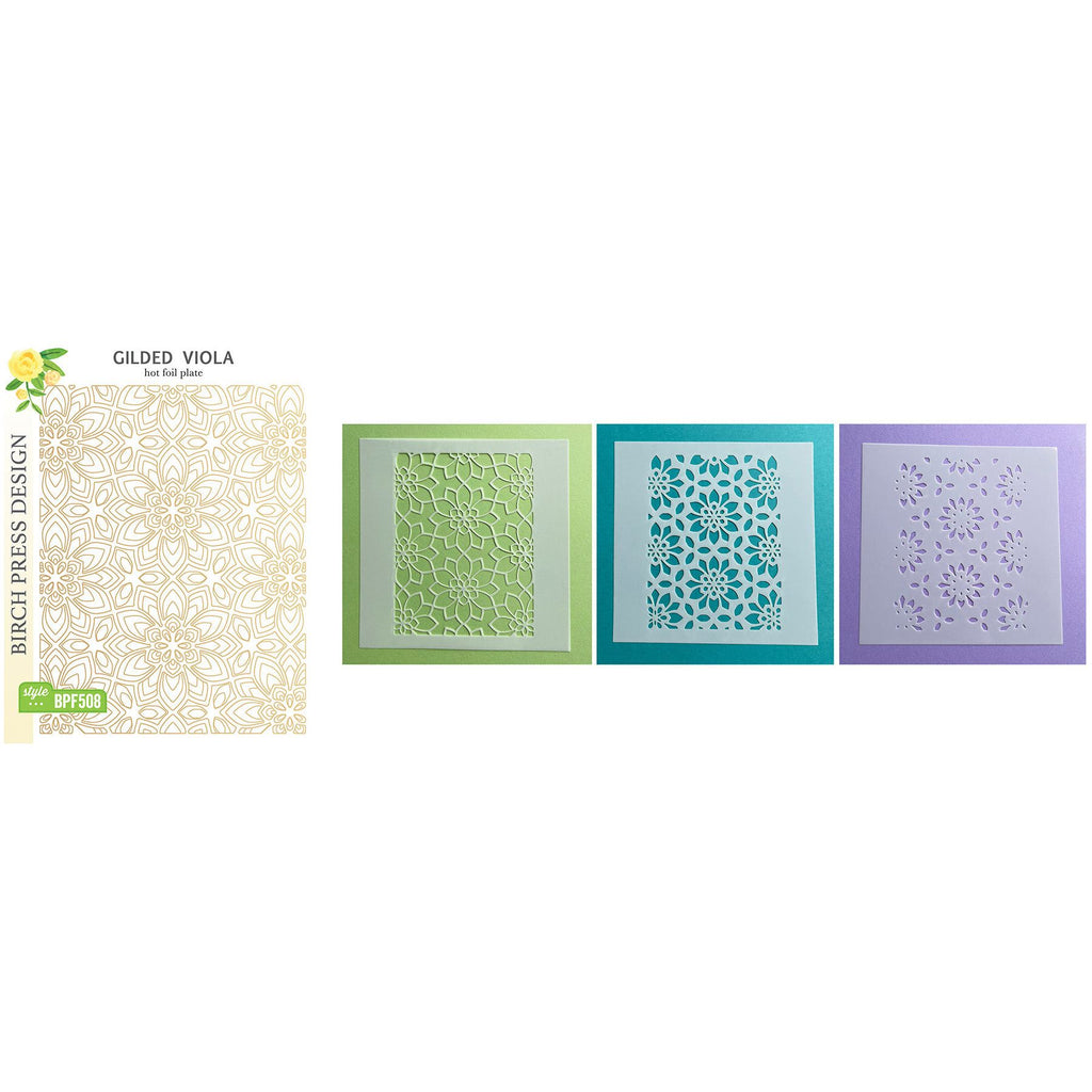 Birch Press Design Gilded Viola Plate and Stencil Bundle 