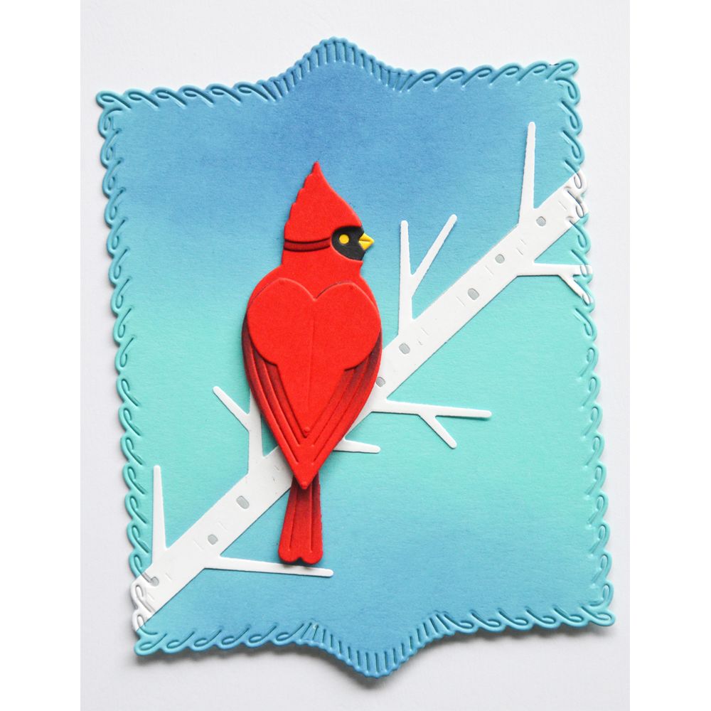 Birch Press Design Loop Stitch Frames Dies 57688 cardinal on branch card