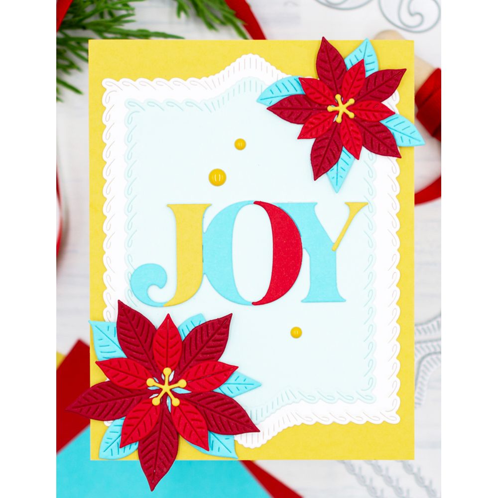Birch Press Design Loop Stitch Frames Dies 57688 joy poinsettia card