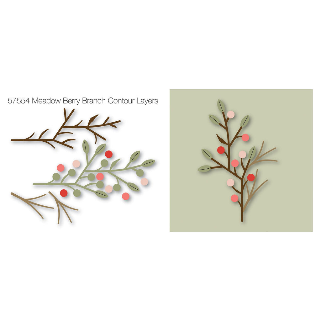 Birch Press Design Meadow Berry Branch Contour Layers Dies 57554 layers