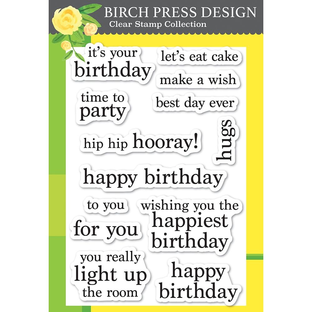 Birch Press Design Plain and Simple Birthday Greetings Clear Stamps cl8167
