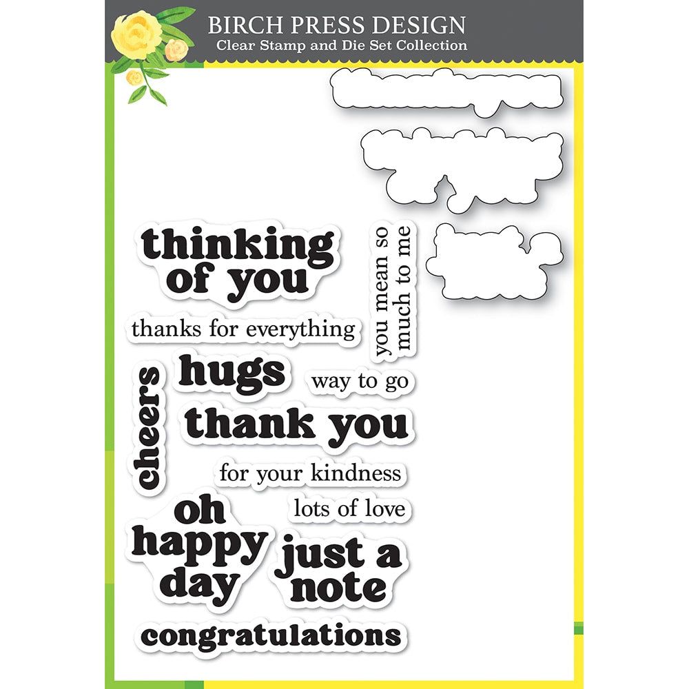 Birch Press Design Vintage Everyday Greetings Stamp And Die Set 8168